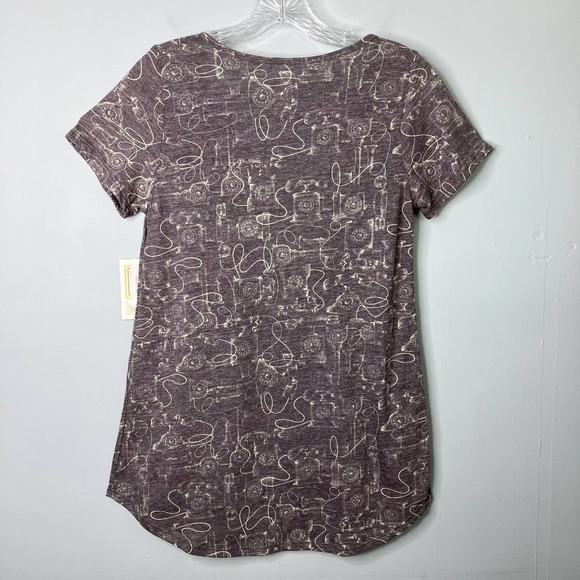 LULAROE Classic T Gray Retro Telephone Print Short Sleeve T-Shirt Womens Size XS - Picture 13 of 16